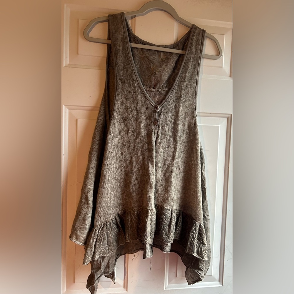 Lightweight Cardigan with Lace Detailing on back and bottom ruffle
